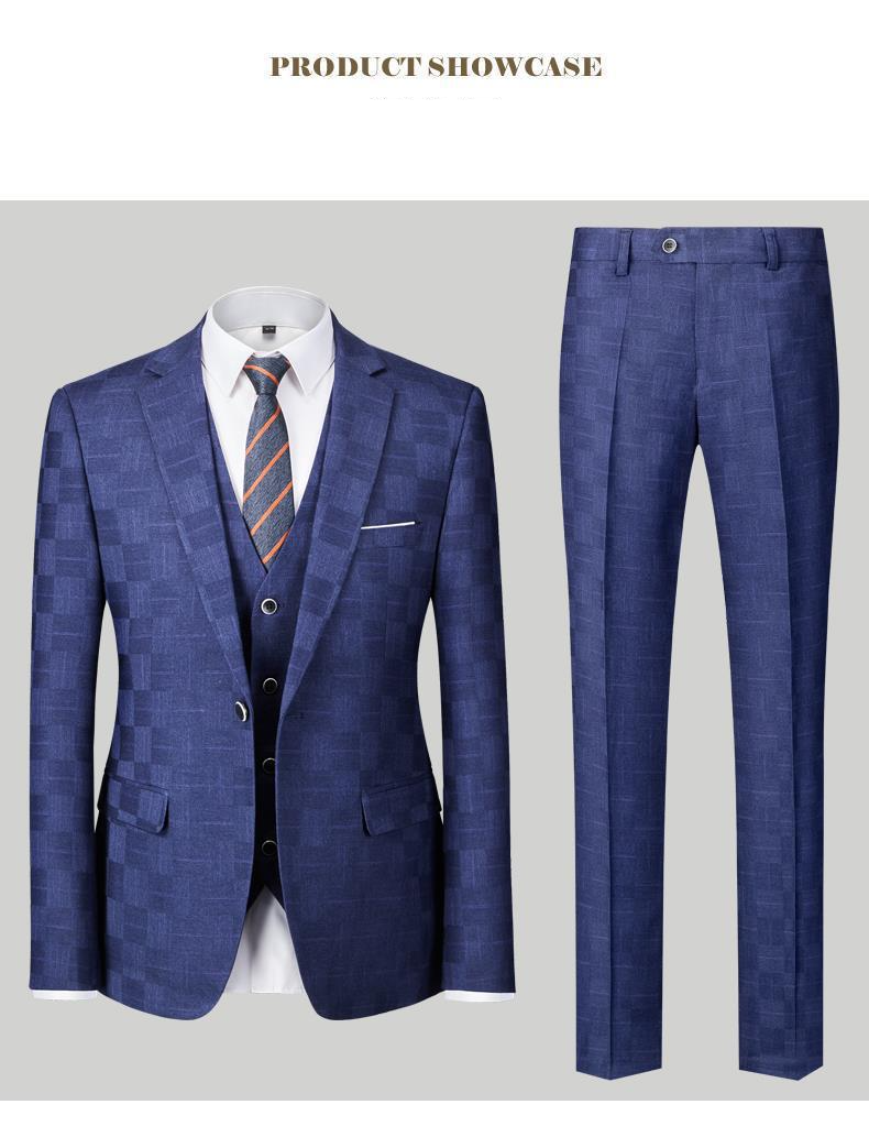 Men's Clothing new plaid men's suit slim suit suit men's casual and temperament daily wedding work temperament_voghion.com