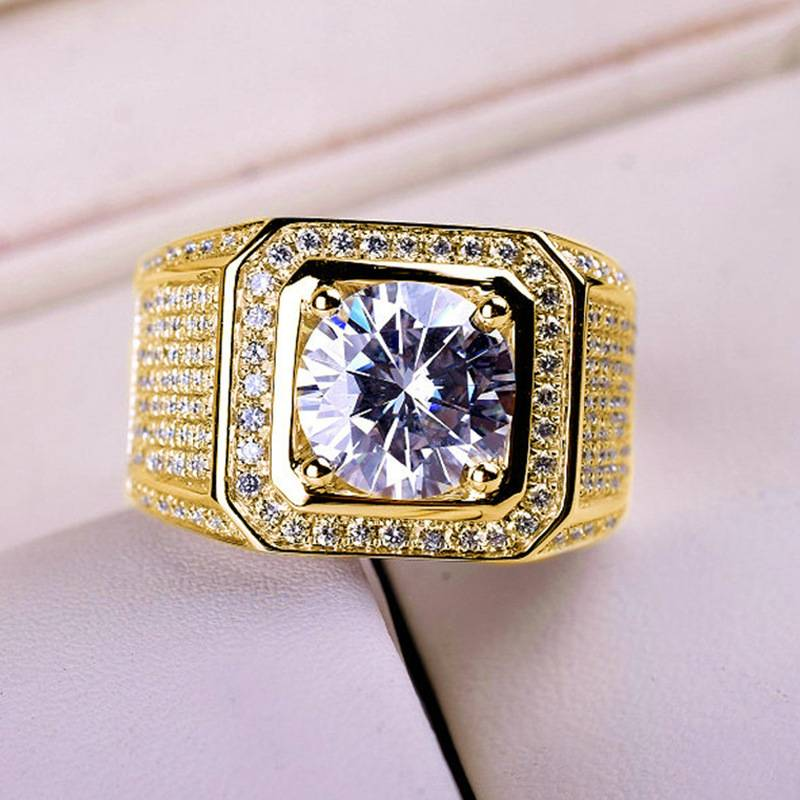 Rose Gold/gold/silver Color Men's Ring Moissanite Ring With Open 12 Carat Diamond Plated Wide Plate_voghion.com