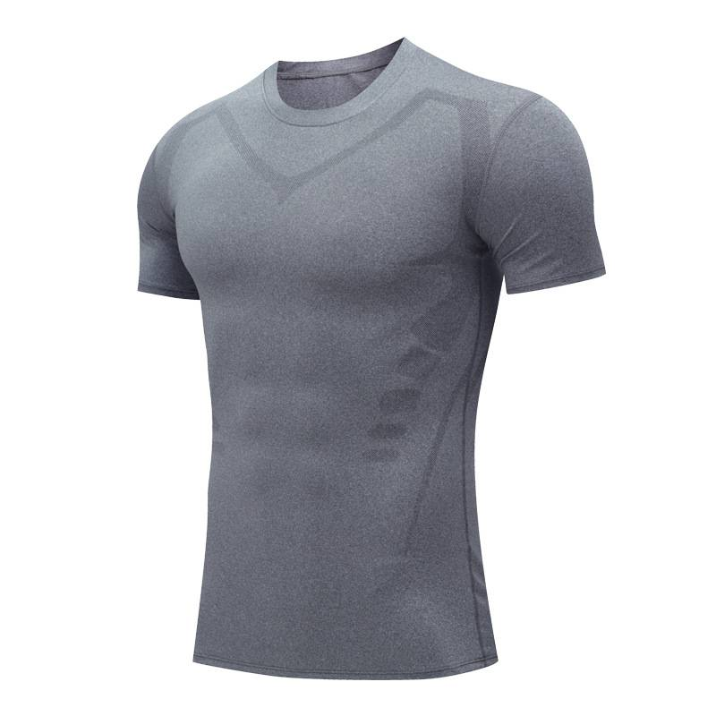 Sous-vêtement de sport à manches courtes pour homme, extensible et respirant, à séchage rapide, ajusté et imprimé, idéal pour la course, le basket-ball, l'entraînement et la salle de sport (maillot de corps)_voghion.com