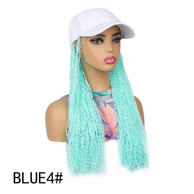 Parrucca con berretto da baseball intrecciato, extension per capelli con treccia a scatola, colore nero, parrucca con berretto nero e capelli sintetici intrecciati lunghi 16 pollici per donna_voghion.com