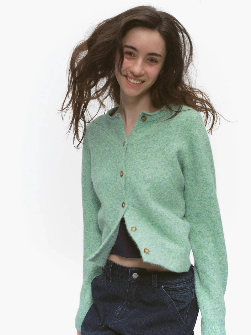 Vintage Round Neck Cardigan Sweater For Women - Lightweight Knit Open Front Coatigan In Soft Wool Blend, Spring Casual Outerwear_voghion.com