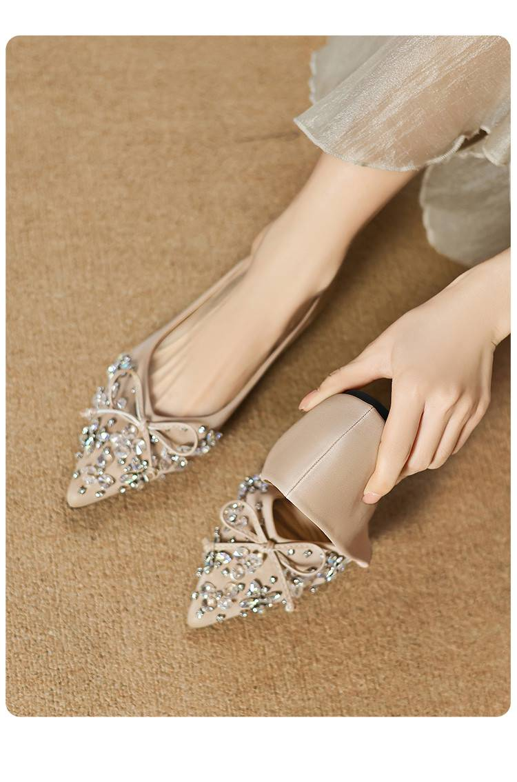 Cameido Women's Casual Shoes - Beige Pointed Toe With 1CM Drop Glue Sole_voghion.com