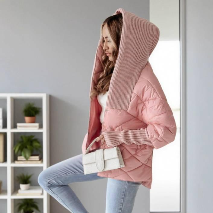 Dames Diamond Quilted Puffer Jacket – Stijlvolle korte jas met ritssluiting (grijs, koffie, roze, zwart, XS-XXXL)_voghion.com