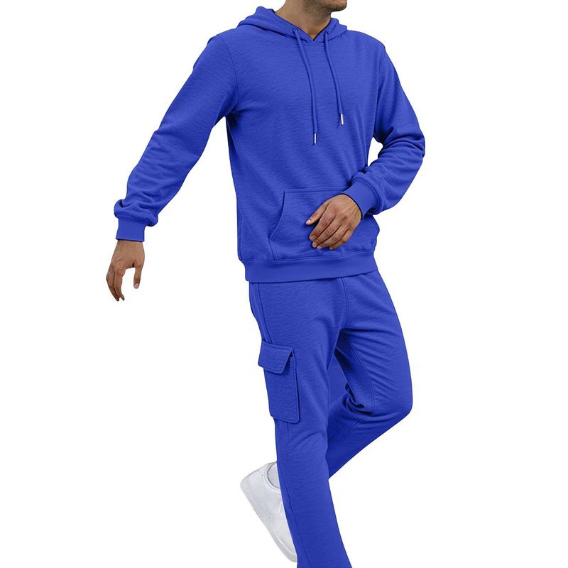 Conjunto de sudadera con capucha y jogger para hombre: corte holgado y grueso para correr, gimnasio y ropa informal._voghion.com