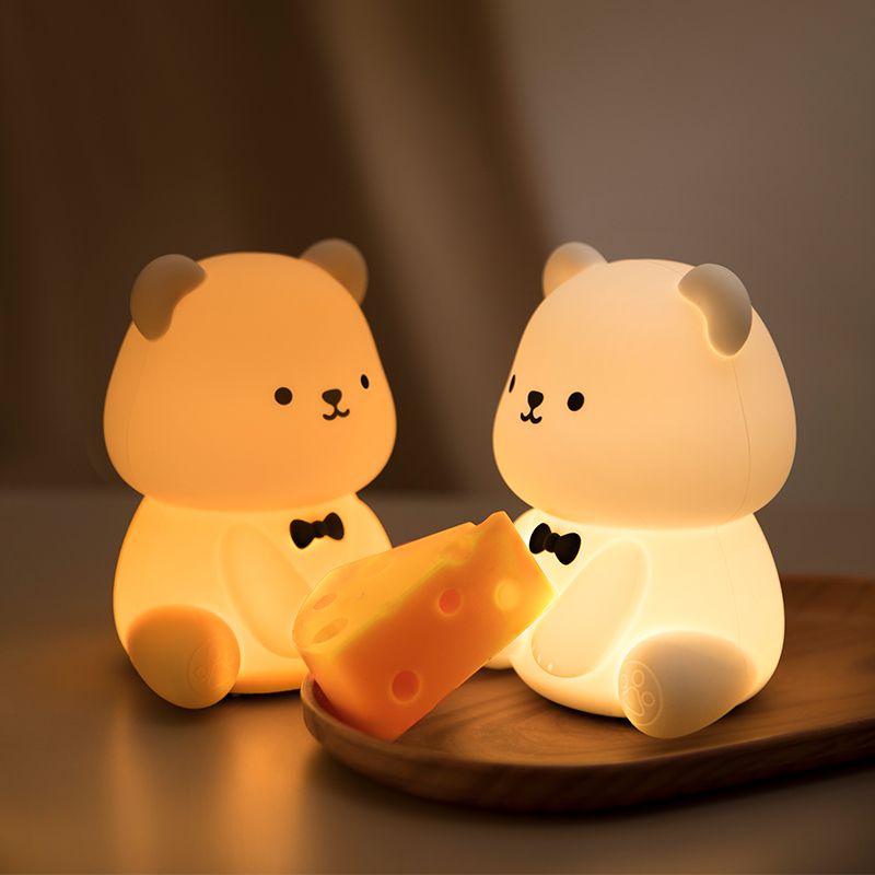 Teddy Bear Night Light Colorful Atmosphere Pat Light Cute Cartoon Night Light Bedroom Bedside Lamp_voghion.com