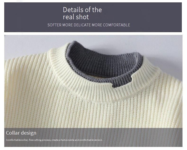 Pull en maille color-block pour homme - Pull d'hiver décontracté à col rond, coupe ample et épaisse avec empiècements contrastés tendance_voghion.com