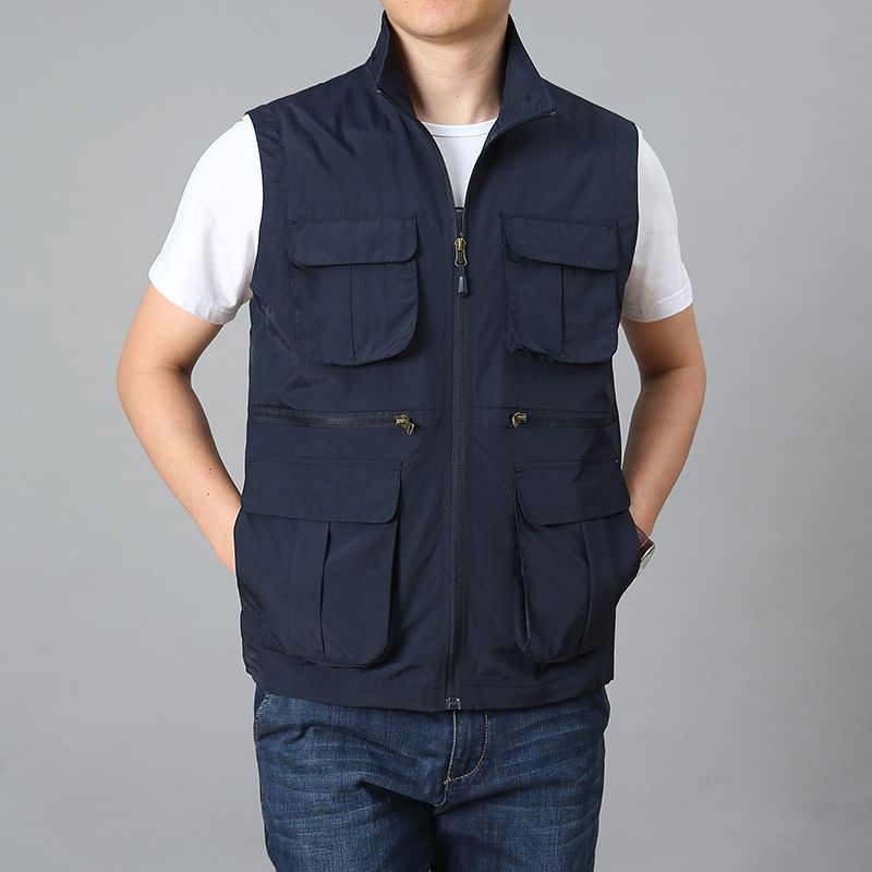 Men's Water-Resistant Tactical Vest – Lightweight Nylon Multi-Pocket Jacket For Outdoor Work & Urban Exploration (Up To 8XL, 5 Colors)_voghion.com
