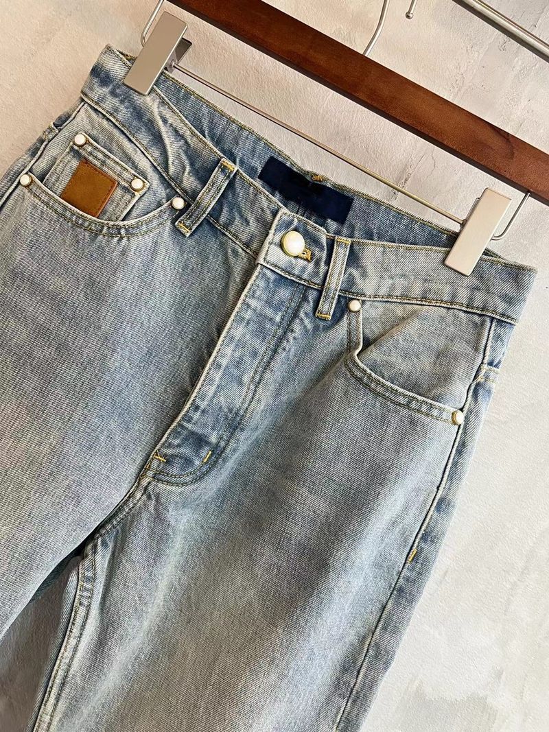 French Trend New Pearl Button Jeans Unique Design Flared Slimming Casual Pants Unisex_voghion.com