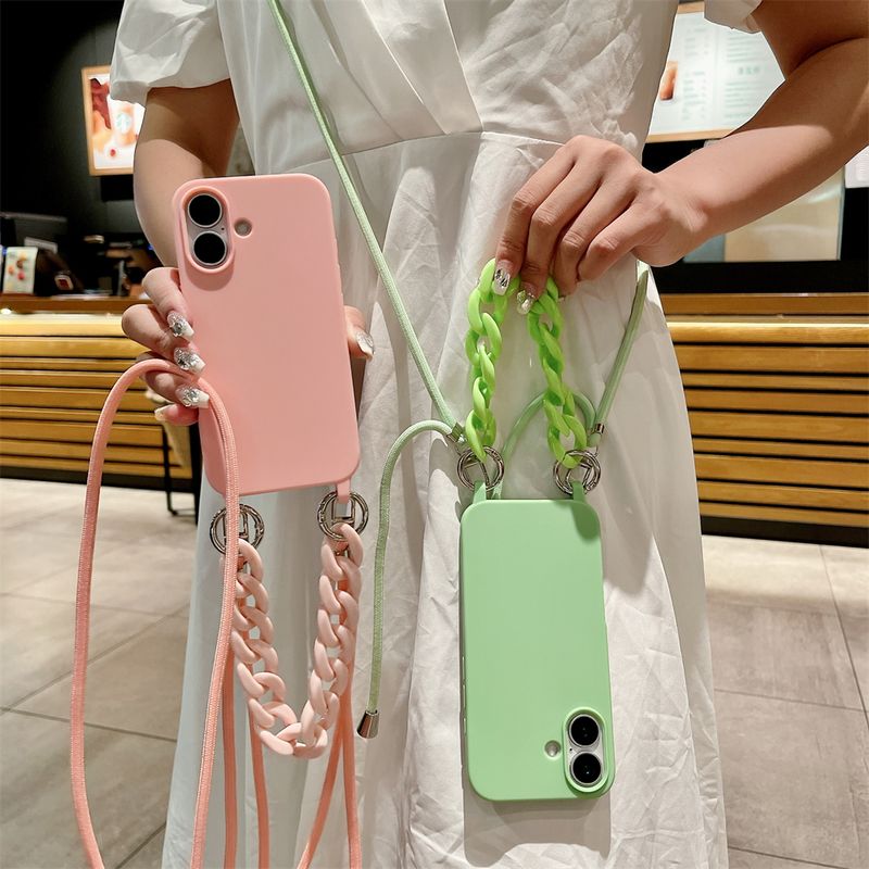 Luxury Lanyard Rope Strap Crossbody Case For IPhone 16 14 12 11 13 15 Pro Mini X XS XR Max Plus Acrylic Chain Silicone Cover_voghion.com