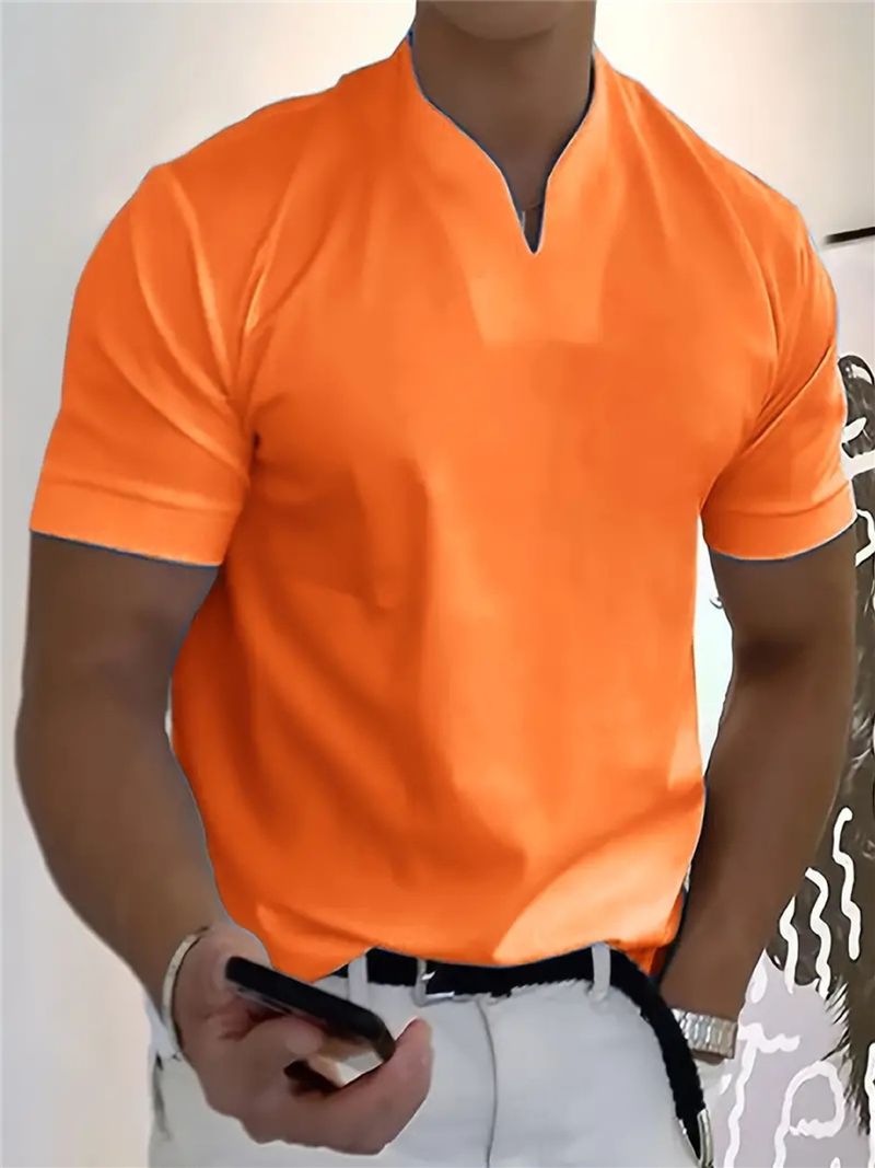 "Men's Athletic V-Neck T-Shirt - Stretch Cotton Gym Workout Tee For Muscle Fit - Breathable & Moisture-Wicking (Multiple Colors/Sizes)"_voghion.com