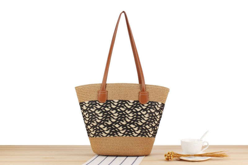 Women's Bags One Piece Striped Large Capacity Tote Bag, High Quality Hand Woven Bag, Holiday Versatile Shoulder Bag_voghion.com