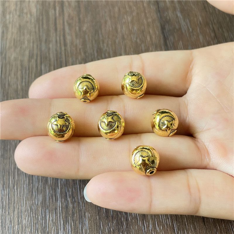 Zinklegierung 6,8,10 mm Antik-Silber, Gold, Mond, Stern, Amulett, Abstandsperle, Zubehör zur Schmuckherstellung_voghion.com
