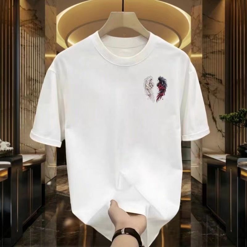 Men's Clothing trendy brand pure cotton printed men's short sleeved T shirt 2024 new summer hot selling trendy casual round neck T shirt_voghion.com