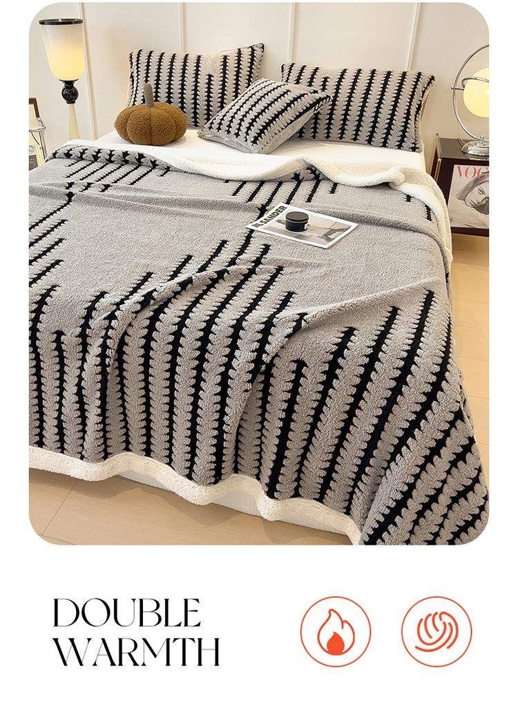 Couverture de sieste multifonctionnelle en laine d'agneau, double couche, épaisse et chaude, en velours d'épicéa, modèle 2025_voghion.com