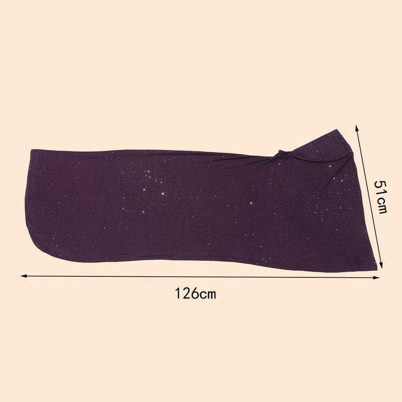 Sciarpa lunga da donna con fascia per capelli Baotou in glitter lucido e puro colore oro, sciarpa da donna_voghion.com