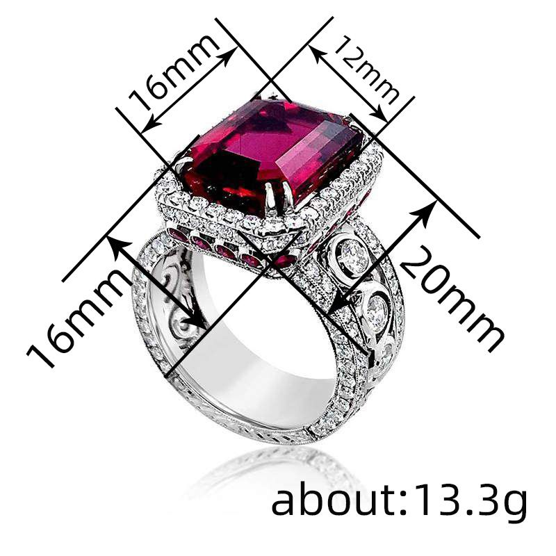 Cao Shi Luxurious High-End Design Inlaid Zircon Square Diamond Elegant Ring For Women Palace Banquet Jewelry_voghion.com
