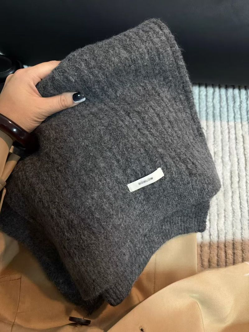 Alta qualità ~ Versione coreana con lana cashmere grigio donna, calore autunnale e invernale, scialle di coppia, sciarpa lavorata a maglia per uomo_voghion.com