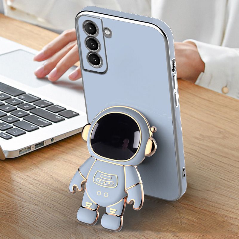 Astronaut Bracket Plating Phone Holder Case za Samsung Galaxy S22 S21 S20 Ultra FE S10 Plus Coque mekana silikonska maska_voghion.com