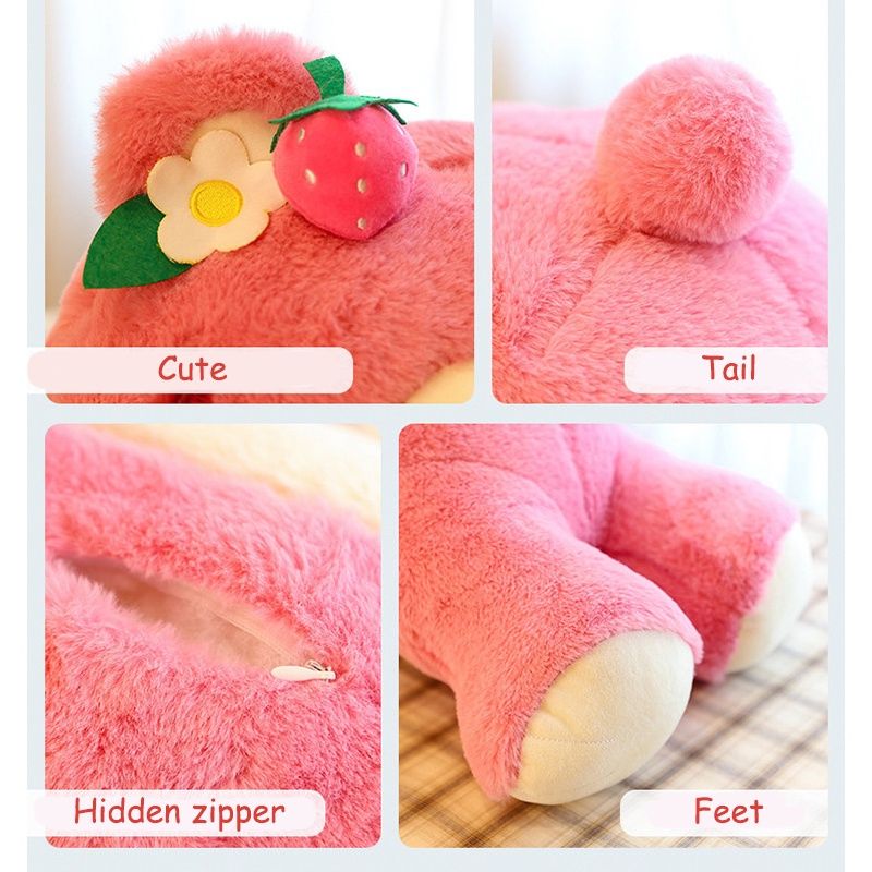 Plush Strawberry Short Cute Bear Stuffed Toy Pillow For Pink Kids 35cm_voghion.com