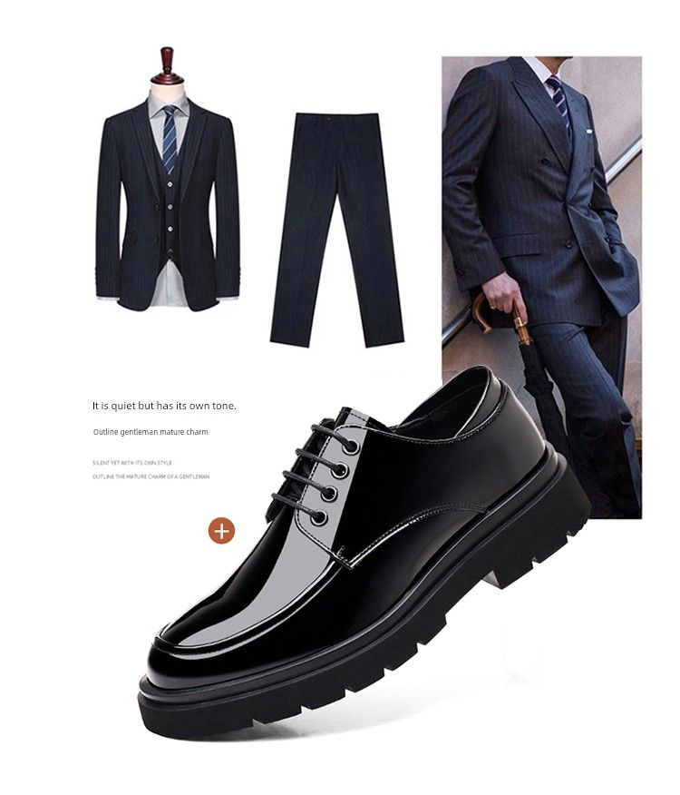Primavera Homens Brilhantes Couro Juventude Estilo Britânico Sola Grossa Altura Aumentando Negócios Fantasia Cabeleireiro Vestido Sapatos Grandes_voghion.com