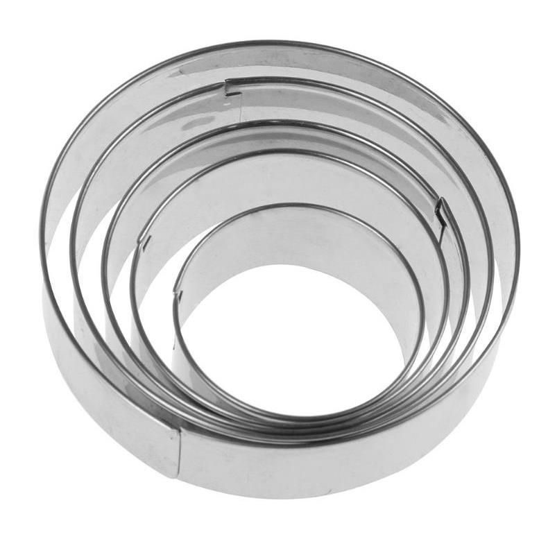 Stainless steel cake mold round 5-piece cookie mold cake mold DIY baking tool kit in stock_voghion.com