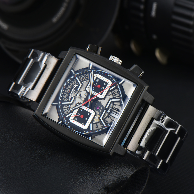 AliExpress Hot Sale Men's Square -pin Full-function Quartz Watch Two-color Strap Watch Factory Wholesale_voghion.com