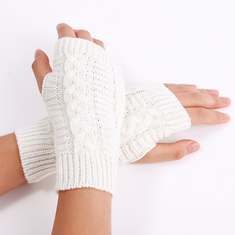 Halbfingerhandschuhe für Damen, Winter, weich, warm, Wolle, Stricken, Arm, kurz, warm, fingerlos, Fäustlinge, Handschuhe, Unisex_voghion.com