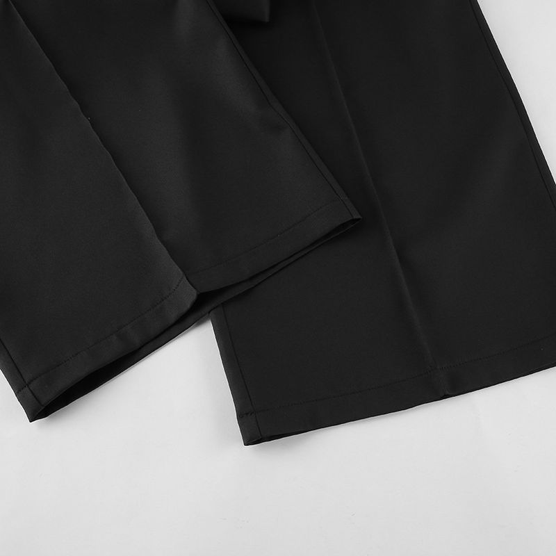 2025 Herbstmode Schwarzer Anzug Damen, Taillenbetonter Blazer und Hose Zweiteiliges Set für den Arbeitsweg_voghion.com