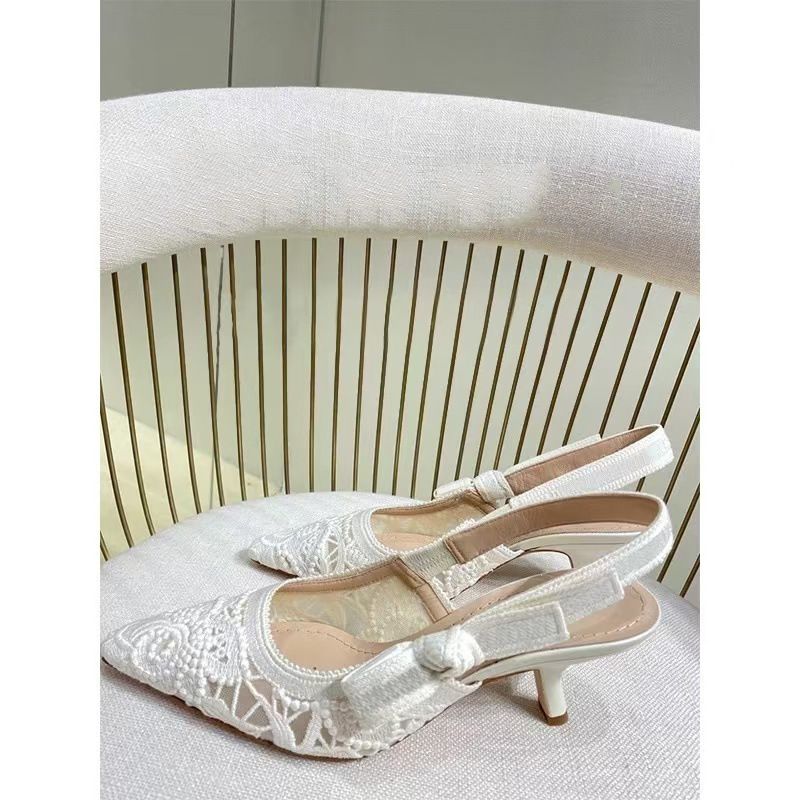 Scarpe con tacco a gattino, sandali chiusi con fiocco, punta affilata ricamata, pizzo idrosolubile, tacchi alti da donna_voghion.com