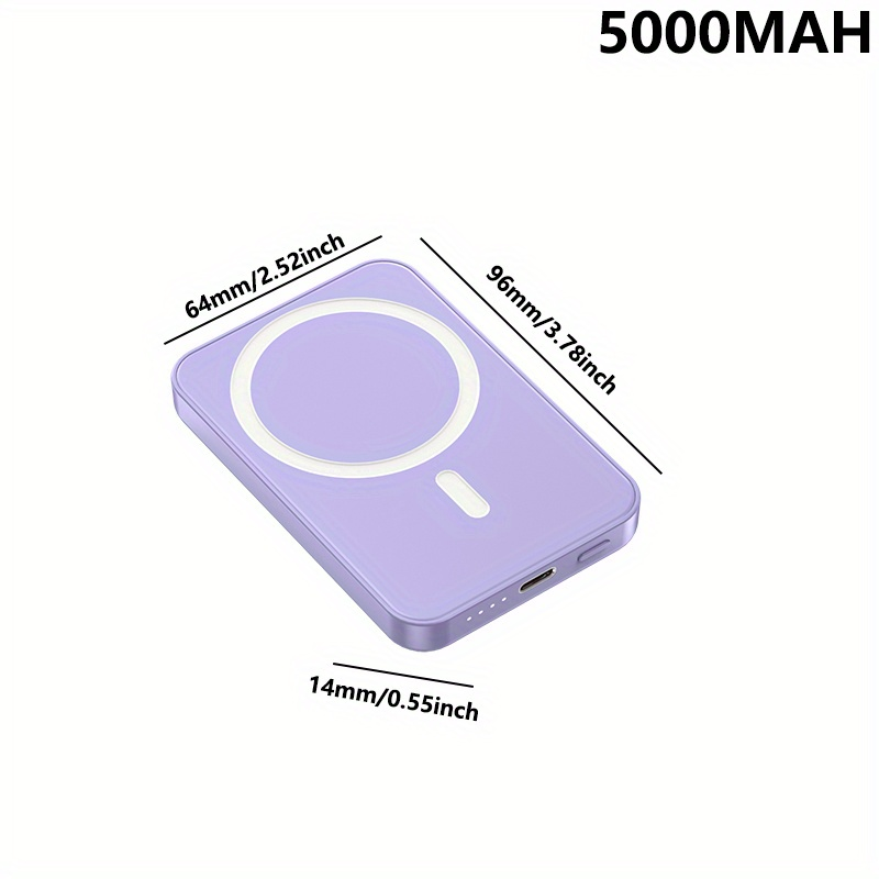 1pc 5000/10000mAh Mobile Power Bank, PD20W Super Fast Charge, Magnetic Suction Wireless Charging Bank, Portable Phone_voghion.com