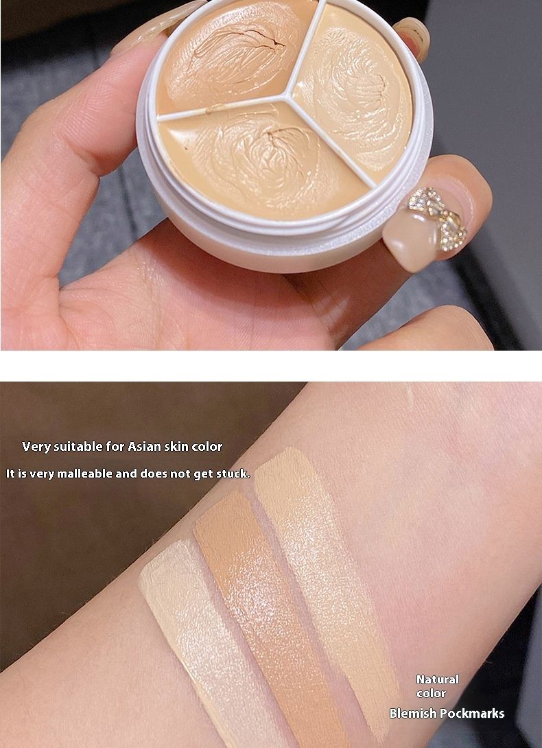 Corrector tricolor Sweet Mint para cubrir manchas, espinillas, ojeras, surcos lagrimales y base de maquillaje sin quitar el maquillaje._voghion.com