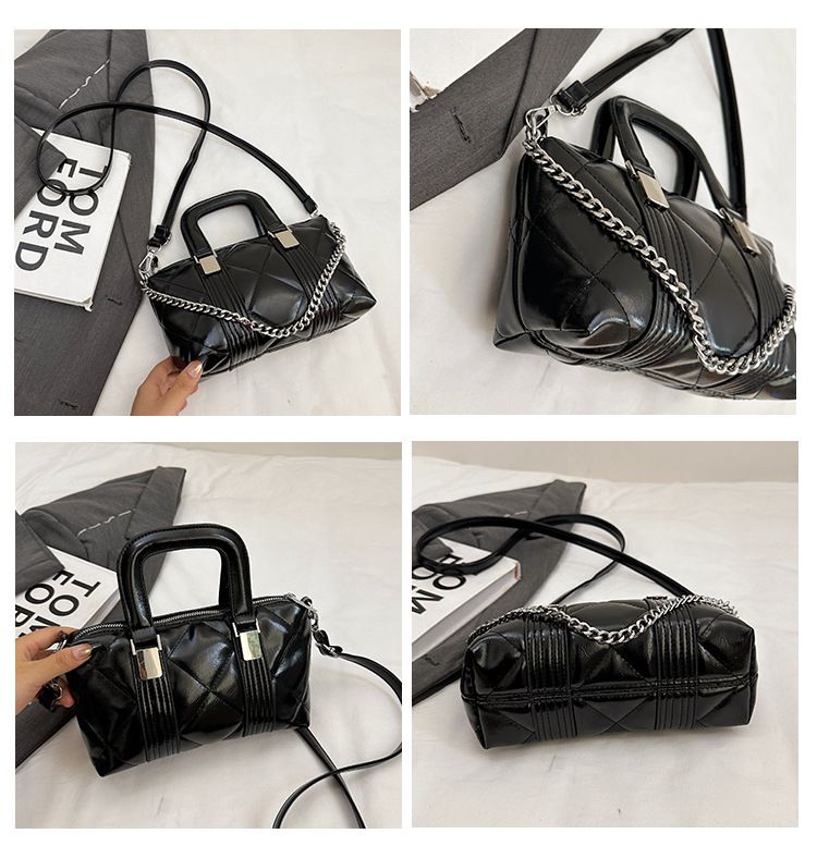 Borsa a mano con catena trapuntata per donna 2025, nuova borsa a secchiello a tracolla semplice, versatile e alla moda_voghion.com