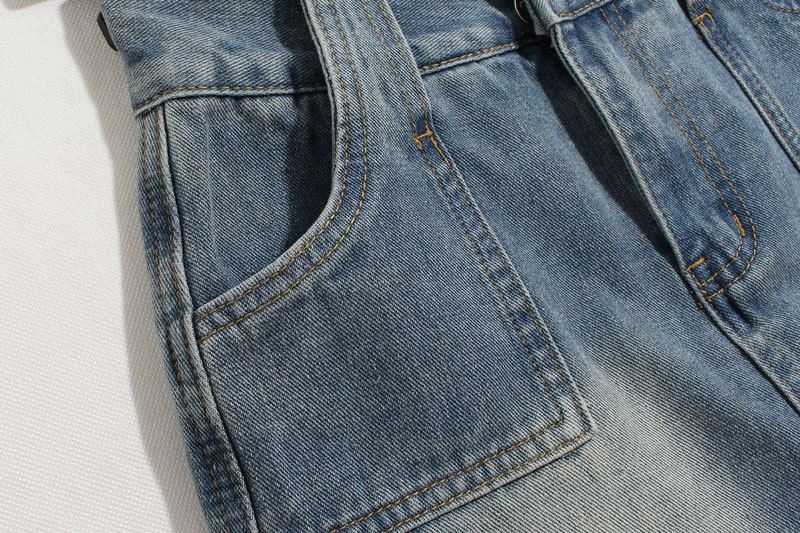 Double button half body summer high waisted pants Instagram trendy niche anti glare wrap buttocks A-line spicy girl_voghion.com