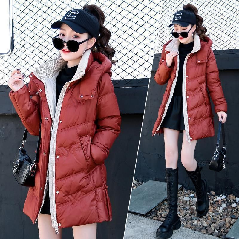 Piumino da donna di alta qualità, di media lunghezza, invernale 2025, nuovo, alla moda, elegante, spesso, caldo, con cappuccio in cotone_voghion.com