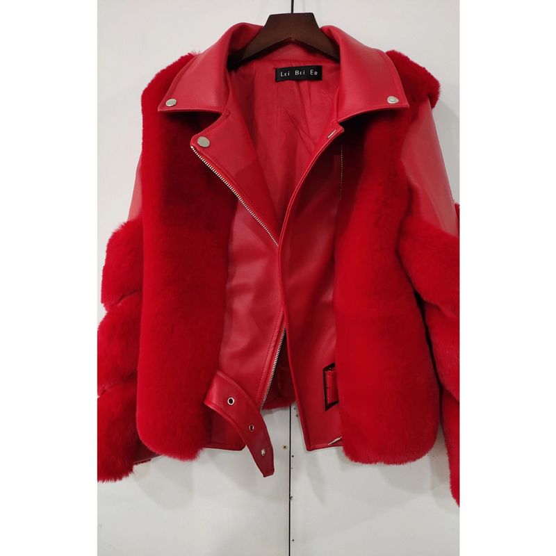 Women's Clothing fox fur motorcycle clothing jacket autumn and winter young style coat_voghion.com