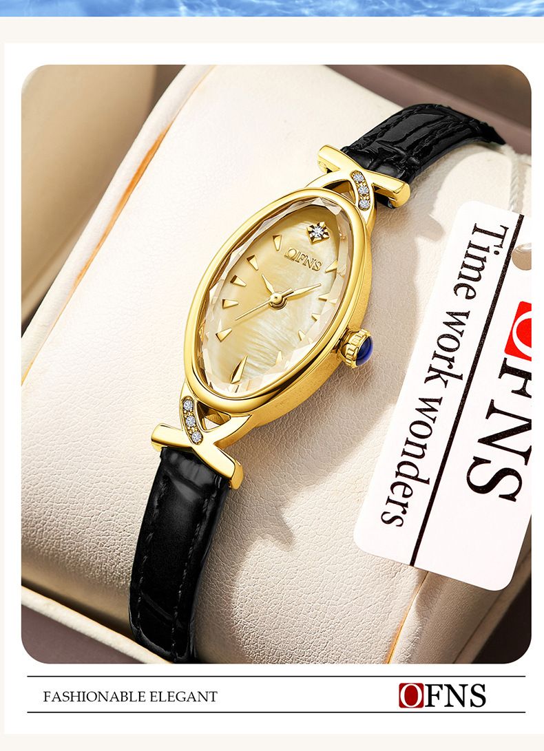 Elegante orologio da donna con quadrante ovale in madreperla e cinturino in pelle - Orologio al quarzo impermeabile per uno stile casual e retrò. Orologio da donna retrò squisito._voghion.com