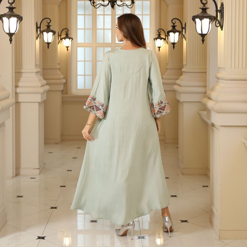 Muslimische Damenbekleidung Abaya Dubai Kleid Besticktes Gewand Abendkleid_voghion.com