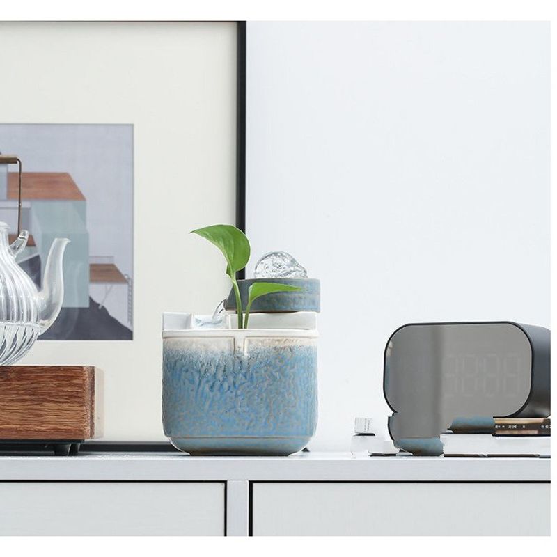 Ornamento semplice e fluido da tavolo in ceramica, fontana a ruota Feng Shui che attrae ricchezza, tavolo moderno da tè, scrivania circolare_voghion.com