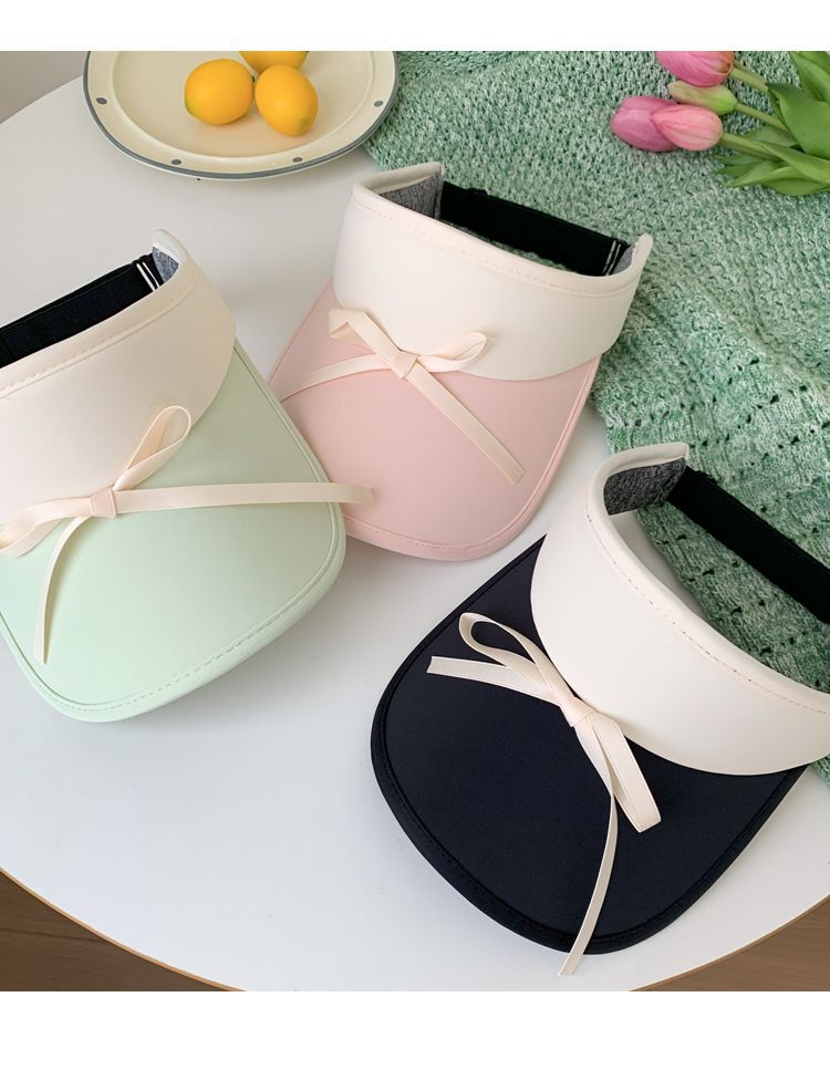 Bow Color Matching Empty Top Sunscreen Hat Women's Summer 2024 New Casual Versatile Sunscreen And UV Protection Sun Hat_voghion.com
