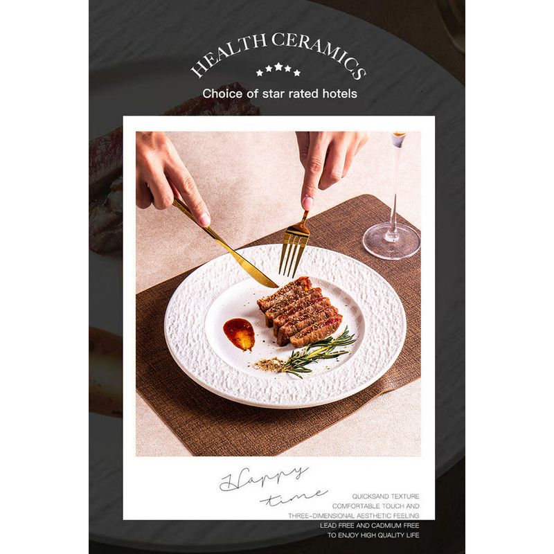 Nordic Rock Pattern Flat Ceramic Dessert Steak Simple High-end Western Dining Household Black Cabbage Plate_voghion.com