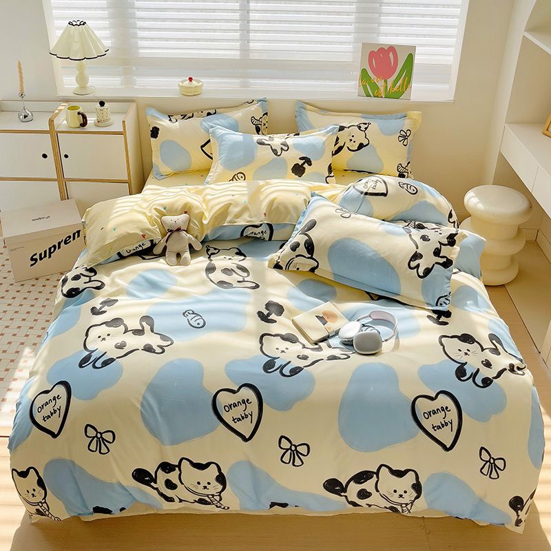 Set di biancheria da letto in tre pezzi in morbida fibra tessile per la casa, set di biancheria da letto stampato, copripiumino e copripiumino._voghion.com