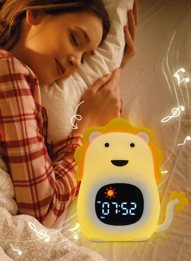 White Noise Machine Cartoon Animal Shape Pat Color Changing Night Light Sleep Soothing White Noise Alarm Clock Light Simulates Sunrise_voghion.com
