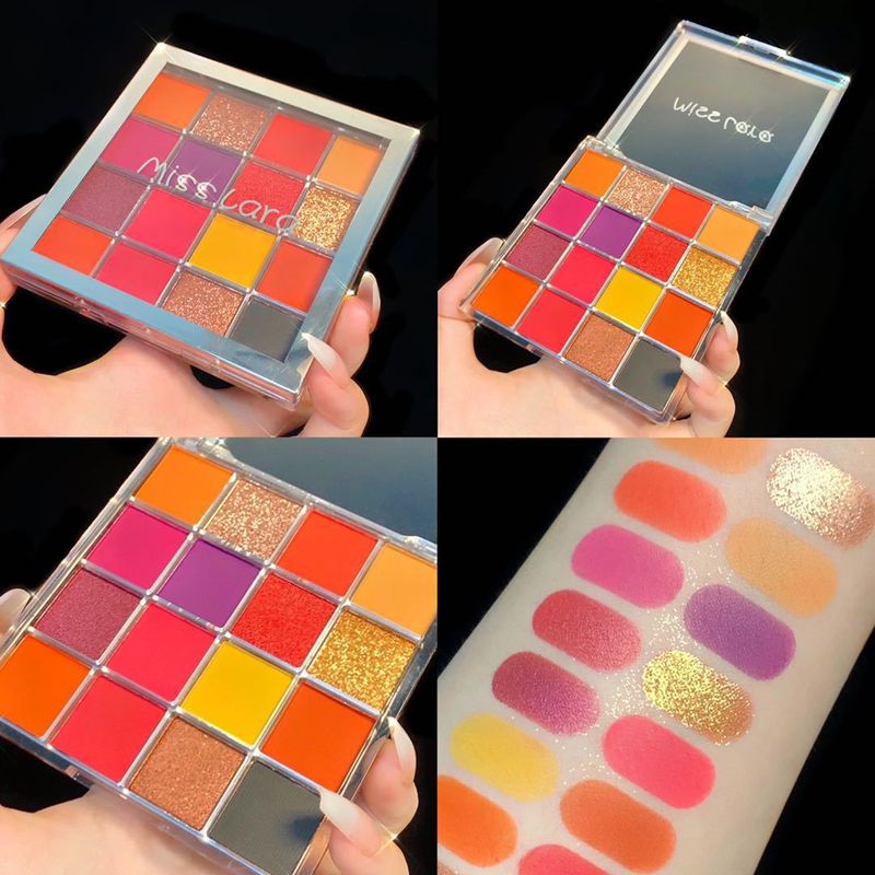 Misslara16 mist oppervlak fijn glanzend metallic beginner regenboog kleurrijke oogschaduwplaat_voghion.com