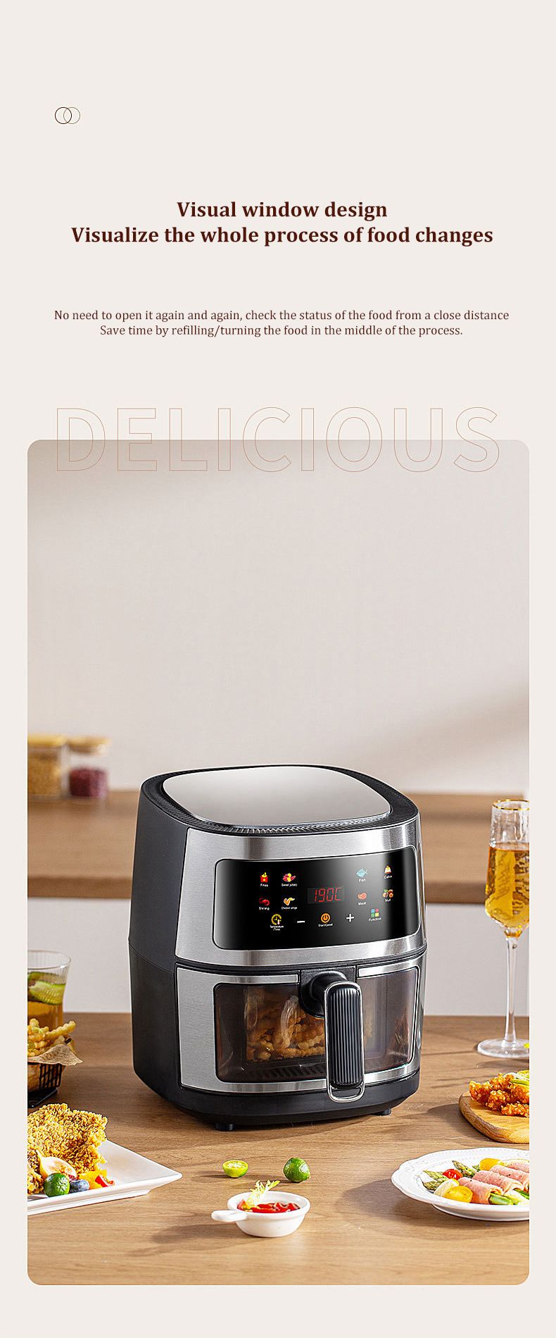 2400W 5L Air Fryer Digital Visible Ofen Uelegfräi Low-Fett Gesond Frittekoker_voghion.com