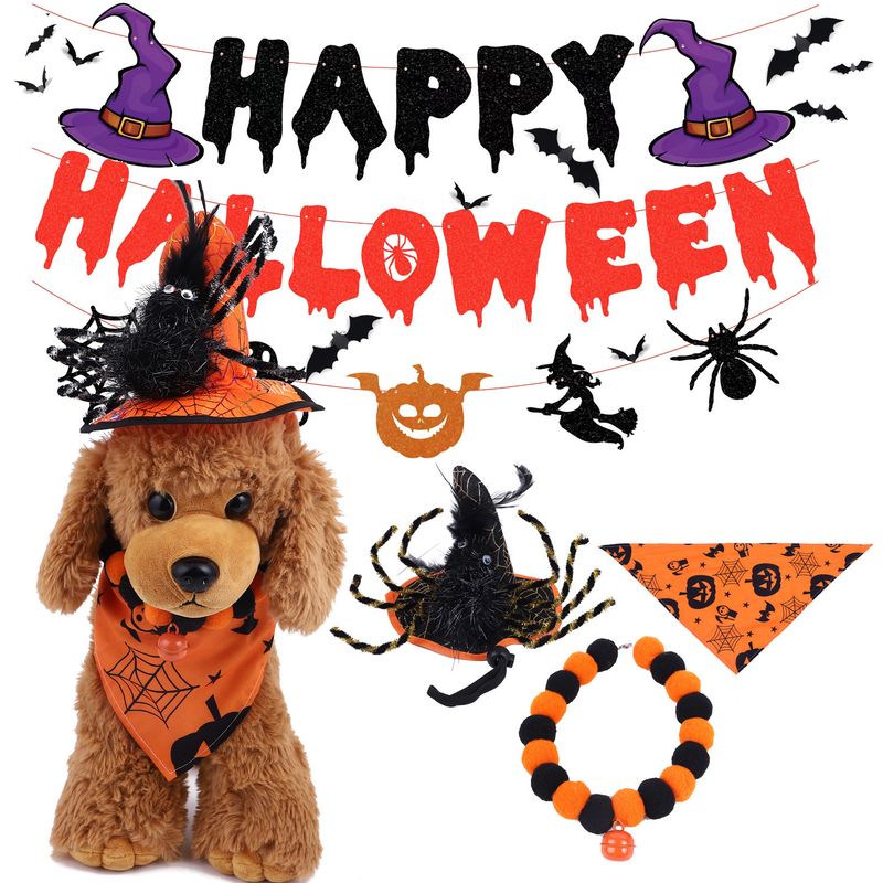 New Decoration Set Flag Pet Collar Dog Halloween Hat Bib_voghion.com