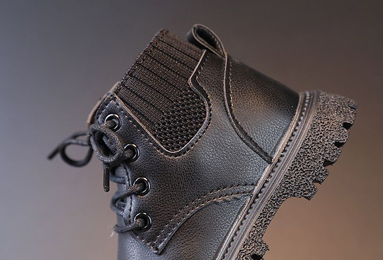 Children's autumn and winter solid color short boots boys fashion Martin boots wool mouth girls soft bottom boots single boots leather boots_voghion.com