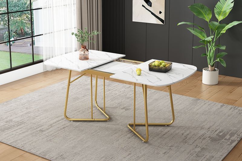 Weißer Esstisch Erweiterbar 140/180x80cm Con struttura in marmo, Goldbeine_voghion.com