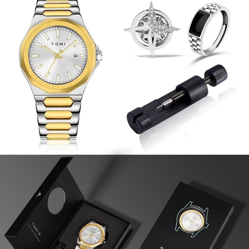 New Waterproof Calendar Non-Mechanical Brooch Gift Box Set Watch Men_voghion.com