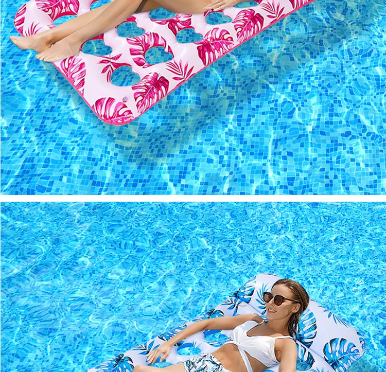 Gradient Transparent Mesh Floating Bed With Foldable Backrest - Inflatable Lounge Chair For Pool & Lake (Quick-Dry Heavy-Duty PVC Portable Design)_voghion.com