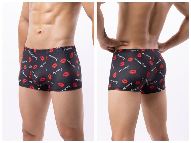 LuvBox 2024 Nuovi Boxer da Uomo in Seta di Latte Stampata, Traspiranti e Comodi, Multicolore, con Motivo a Rosa_voghion.com